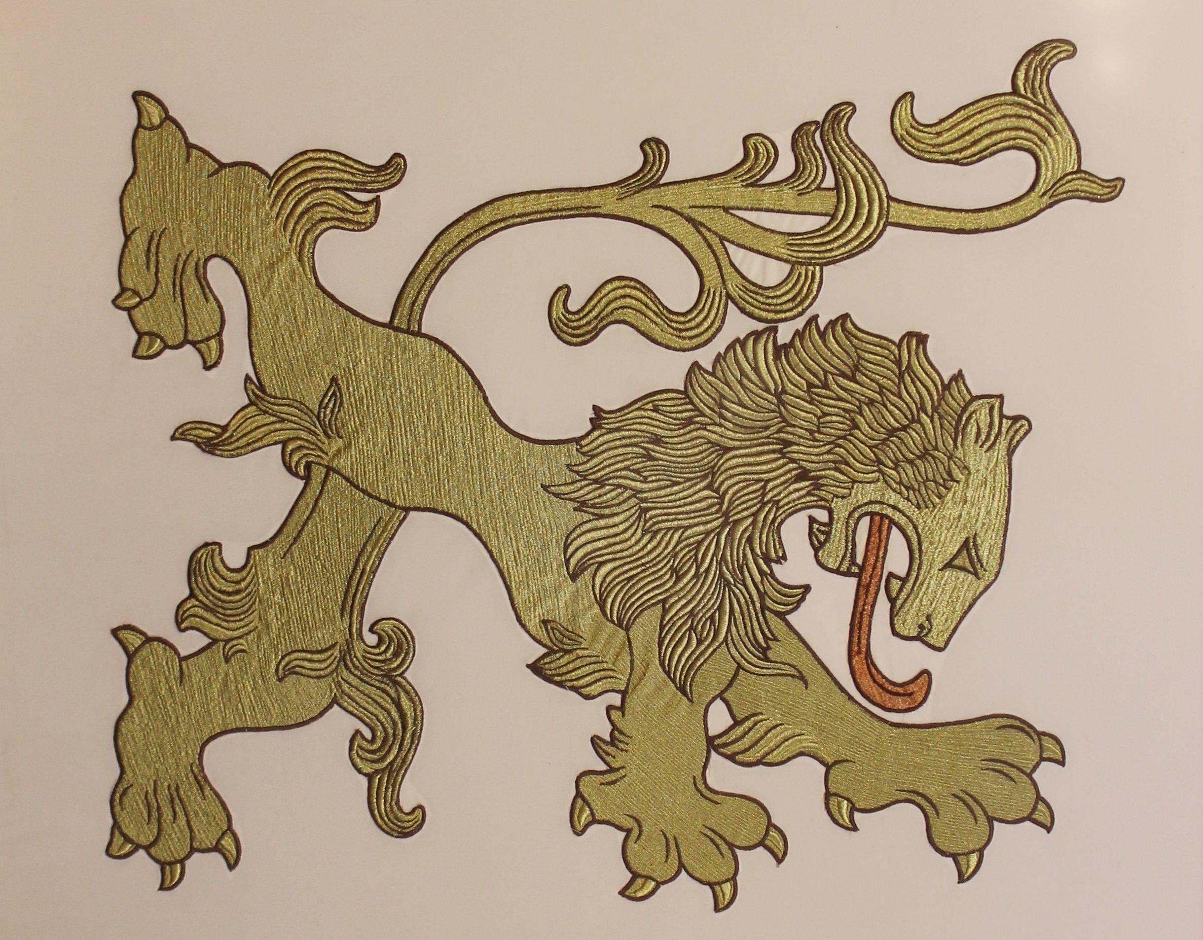Large Heraldic Lion Embroidery