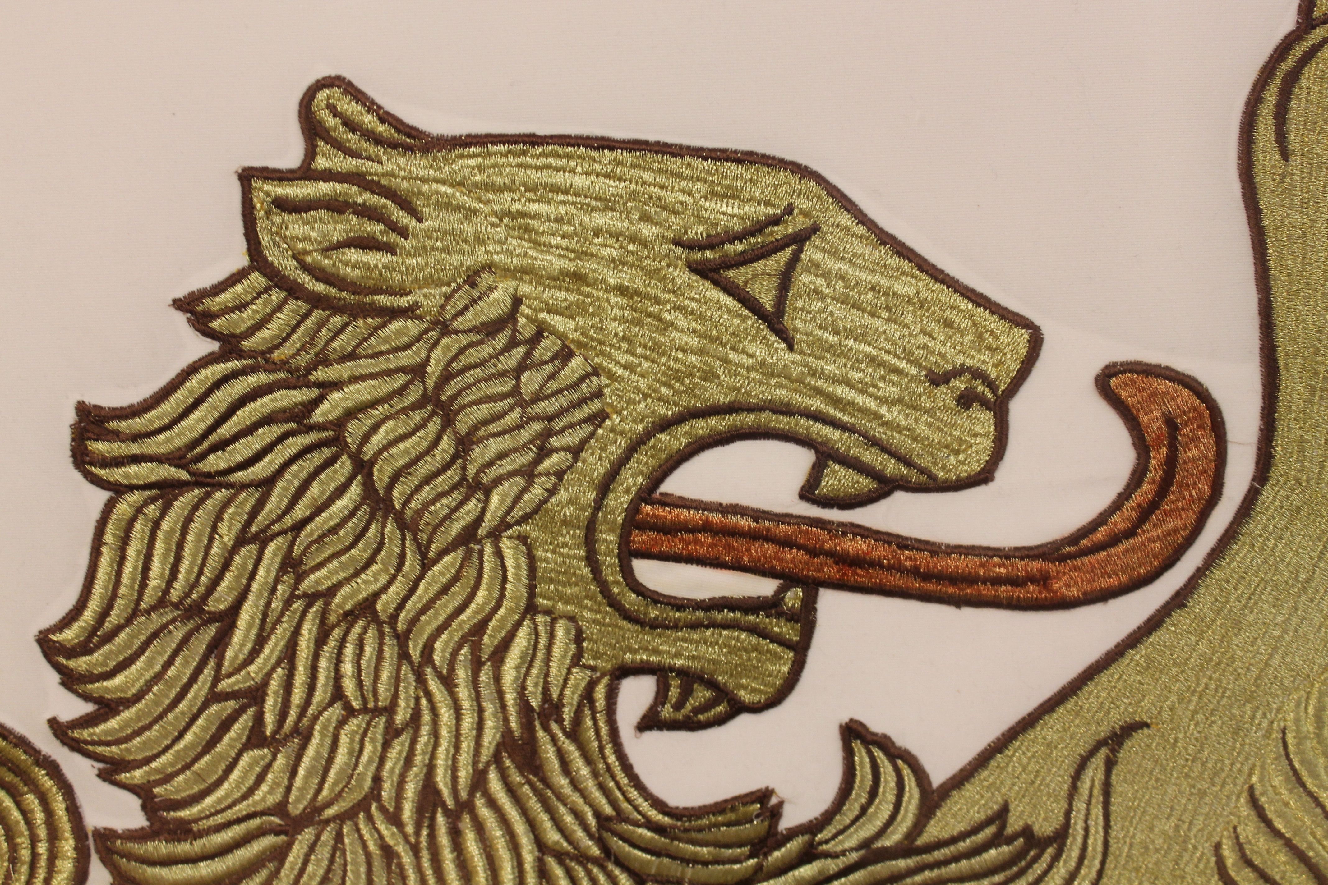 Large Heraldic Lion Embroidery