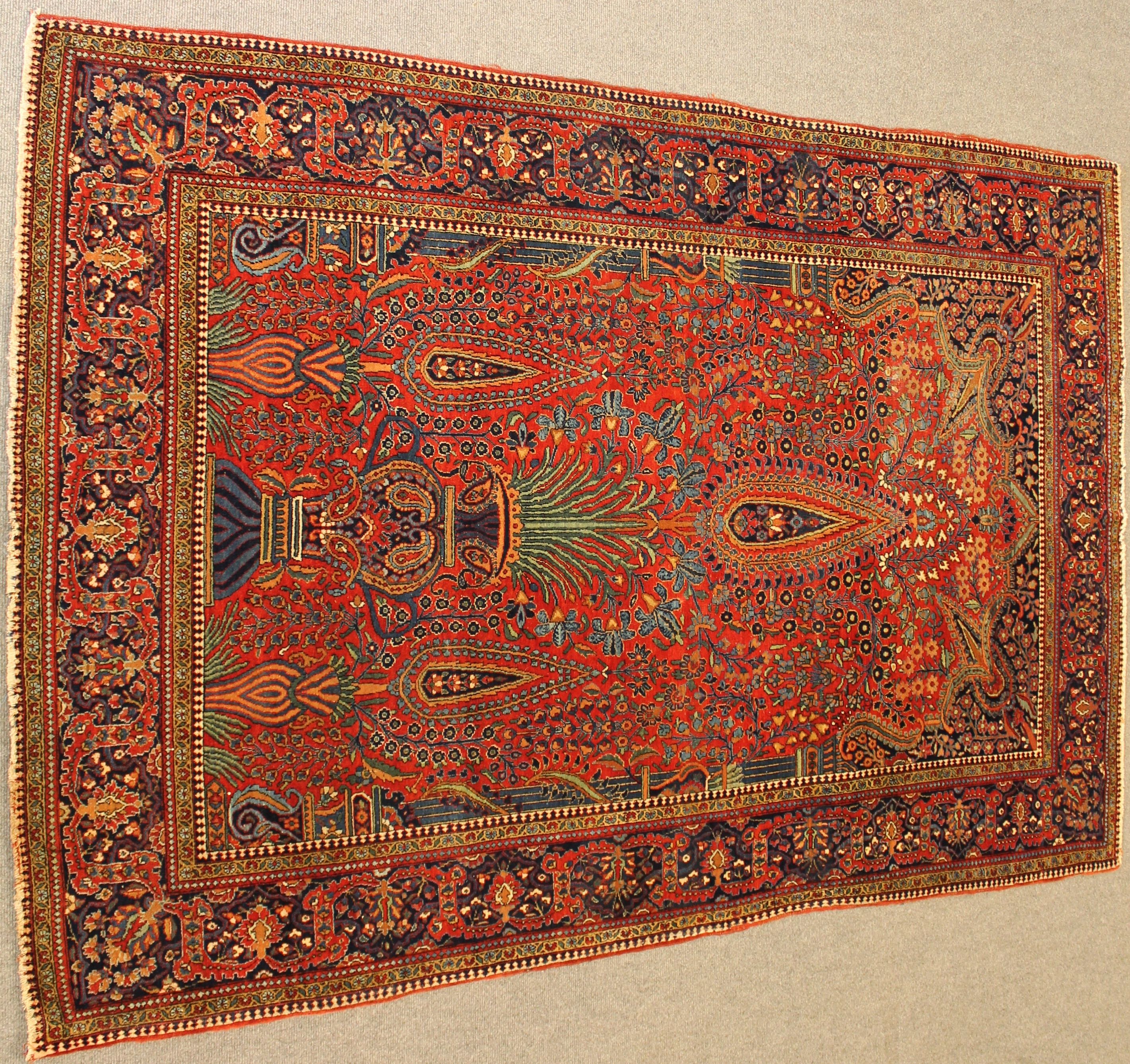 Antique Kurk Kashan rug