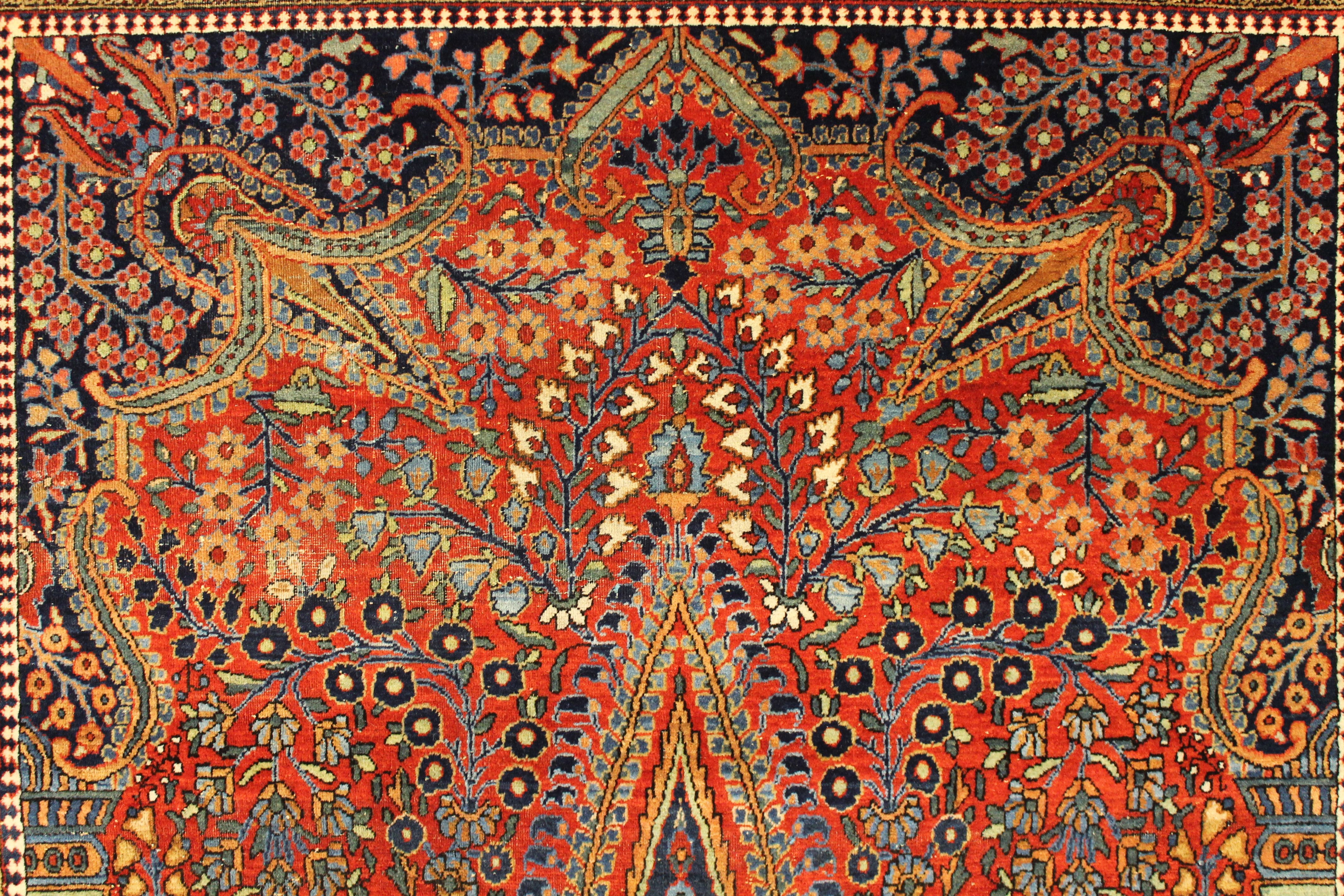 Antique Kurk Kashan rug