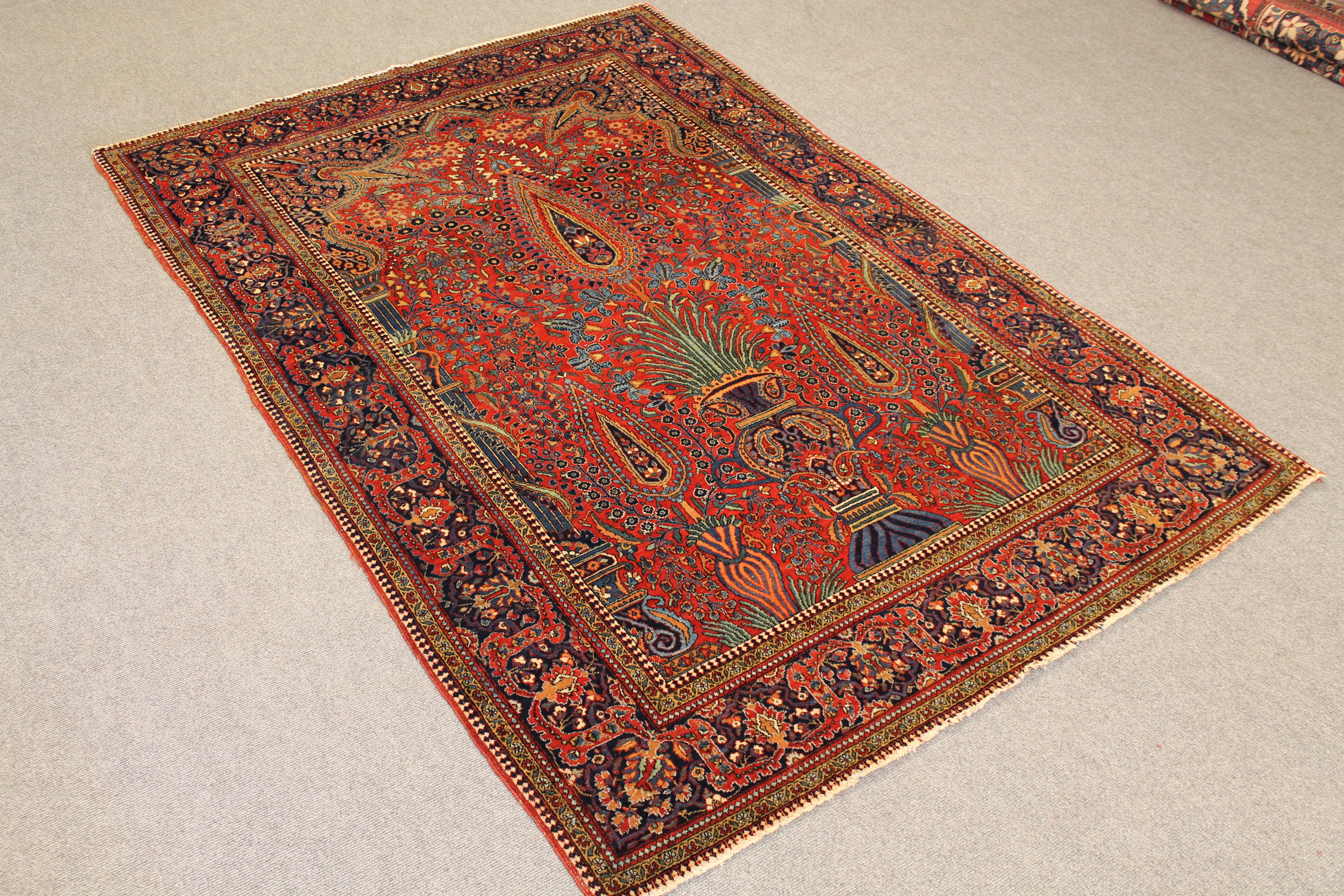 Antique Kurk Kashan rug