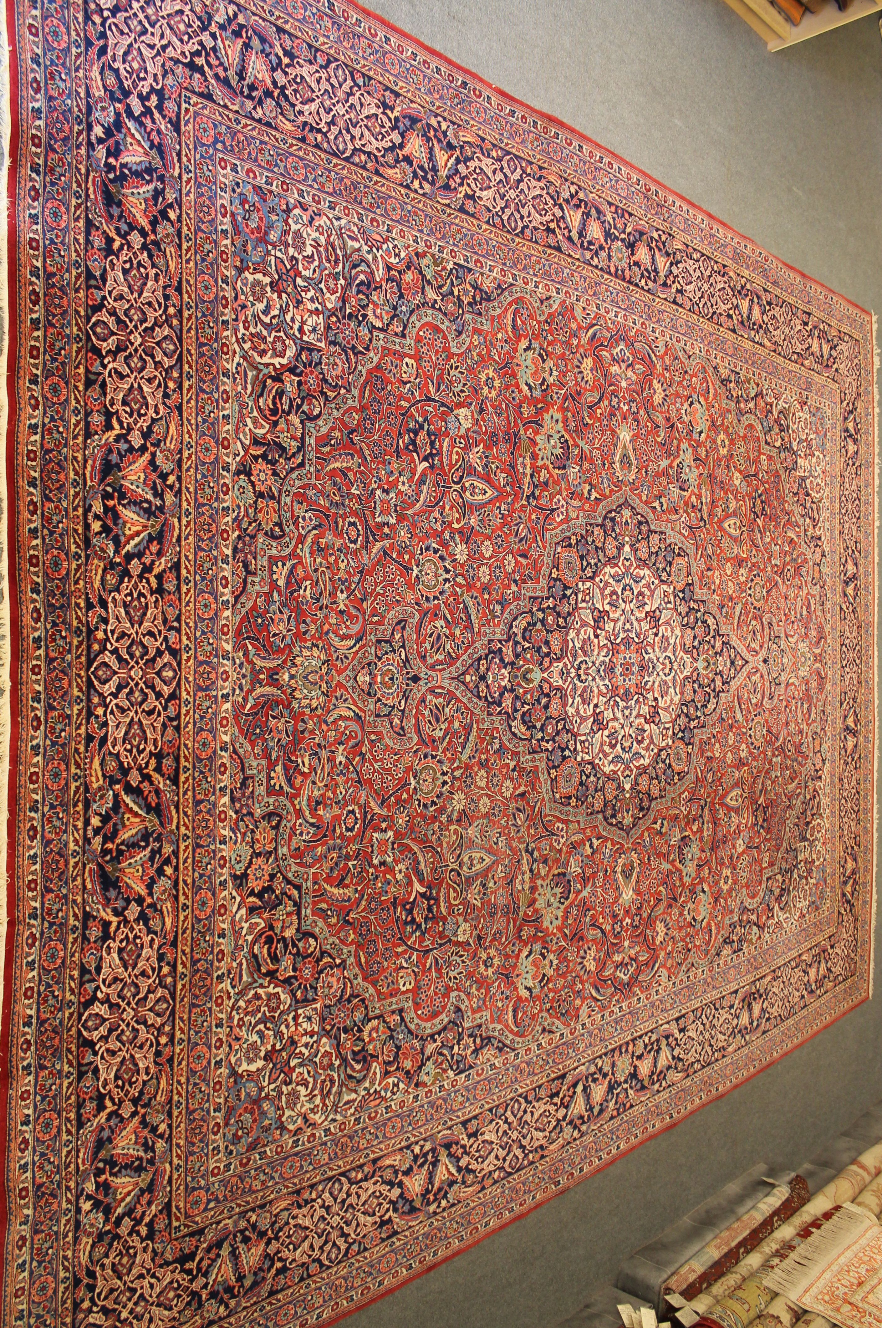 Antique Kurk Kashan carpet