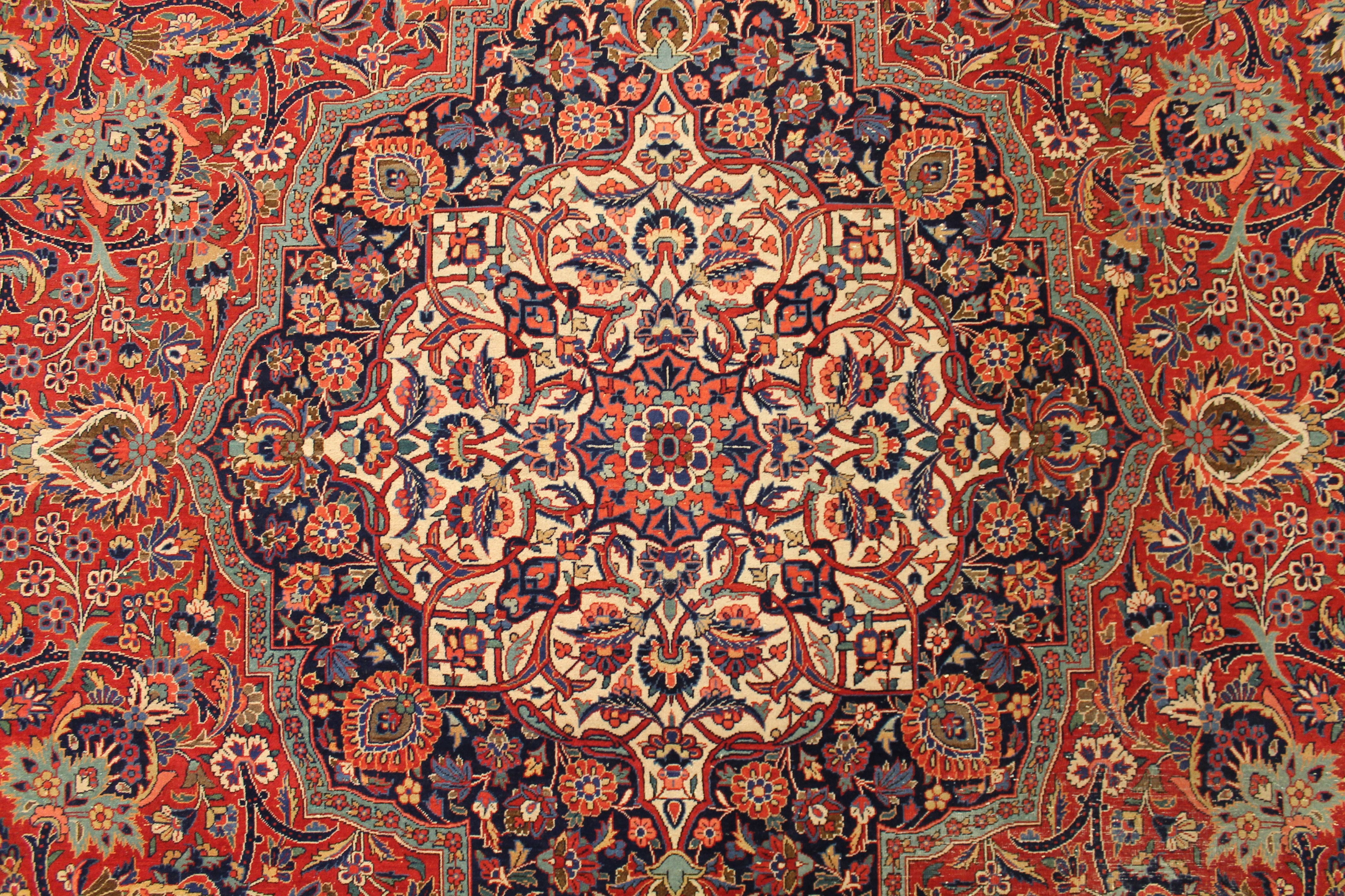 Antique Kurk Kashan carpet