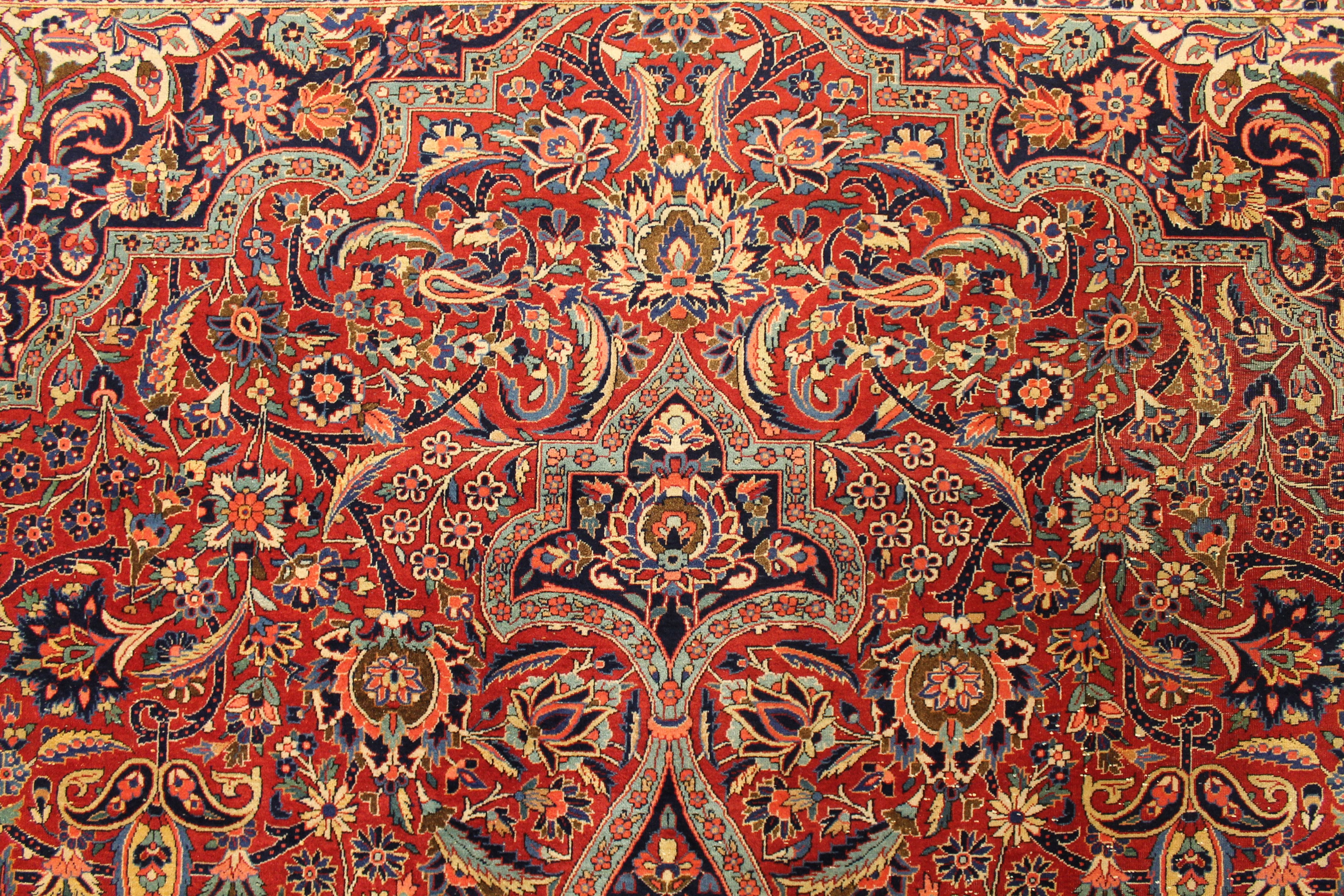 Antique Kurk Kashan carpet