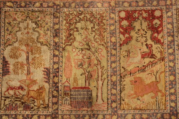 Old silk Qaisari rug