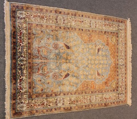 Old Turkish silk Qaisari rug