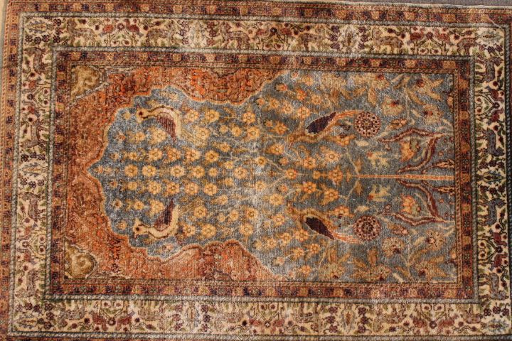 Old Turkish silk Qaisari rug