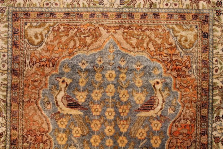 Old Turkish silk Qaisari rug