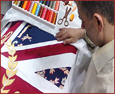 Goldwork for Royal Diamond Jubilee Embroidery created at The Oriental Rug Gallery Ltd Haslemere Surrey GU27