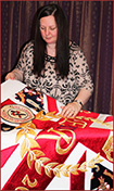 Goldwork embroidery for The Diamond Jubilee Embroidery at The Oriental Rug Gallery Ltd Surrey GU27