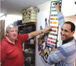 Mayor William King with Anas and his wool colour chart